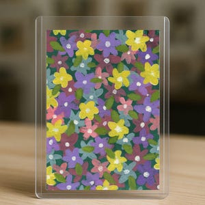 Aquarela Guache Original ACEO – Mini Pintura “Flores desabrochando” (Cartão Colecionável de Artista 2,5 x 3,5 pol.) INDIGO CALESSO Série A