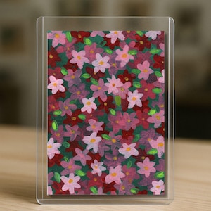 Aquarela Guache Original ACEO – Mini Pintura “Flores desabrochando” (Cartão Colecionável de Artista 2,5 x 3,5 pol.) INDIGO CALESSO Série A