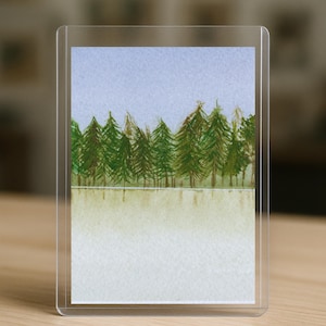 Trees ACEO Art – Original Mini Paintings (2.5 × 3.5 in) • Modern Watercolor Collectible Cards • Gift-Ready