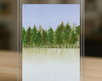 Trees ACEO Art – Original Mini Painting (2.5 × 3.5 in) • Modern Watercolor Collectible Cards • Gift-Ready