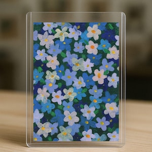 Aquarela Guache Original ACEO – Mini Pintura “Flores desabrochando” (Cartão Colecionável de Artista 2,5 x 3,5 pol.) INDIGO CALESSO Série A