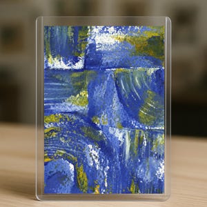 Arte astratta ACEO – Mini dipinti originali (2,5 × 3,5 pollici) • Carte da collezione in gouache moderno • Pronte per essere regalate • Calesso indaco • Serie B