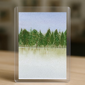 Trees ACEO Art – Original Mini Paintings (2.5 × 3.5 in) • Modern Gouache Collectible Cards • Gift-Ready