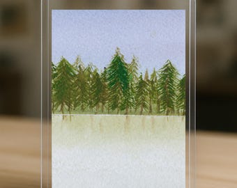 Trees ACEO Art – Original Mini Paintings (2.5 × 3.5 in) • Modern Watercolor Collectible Cards • Gift-Ready