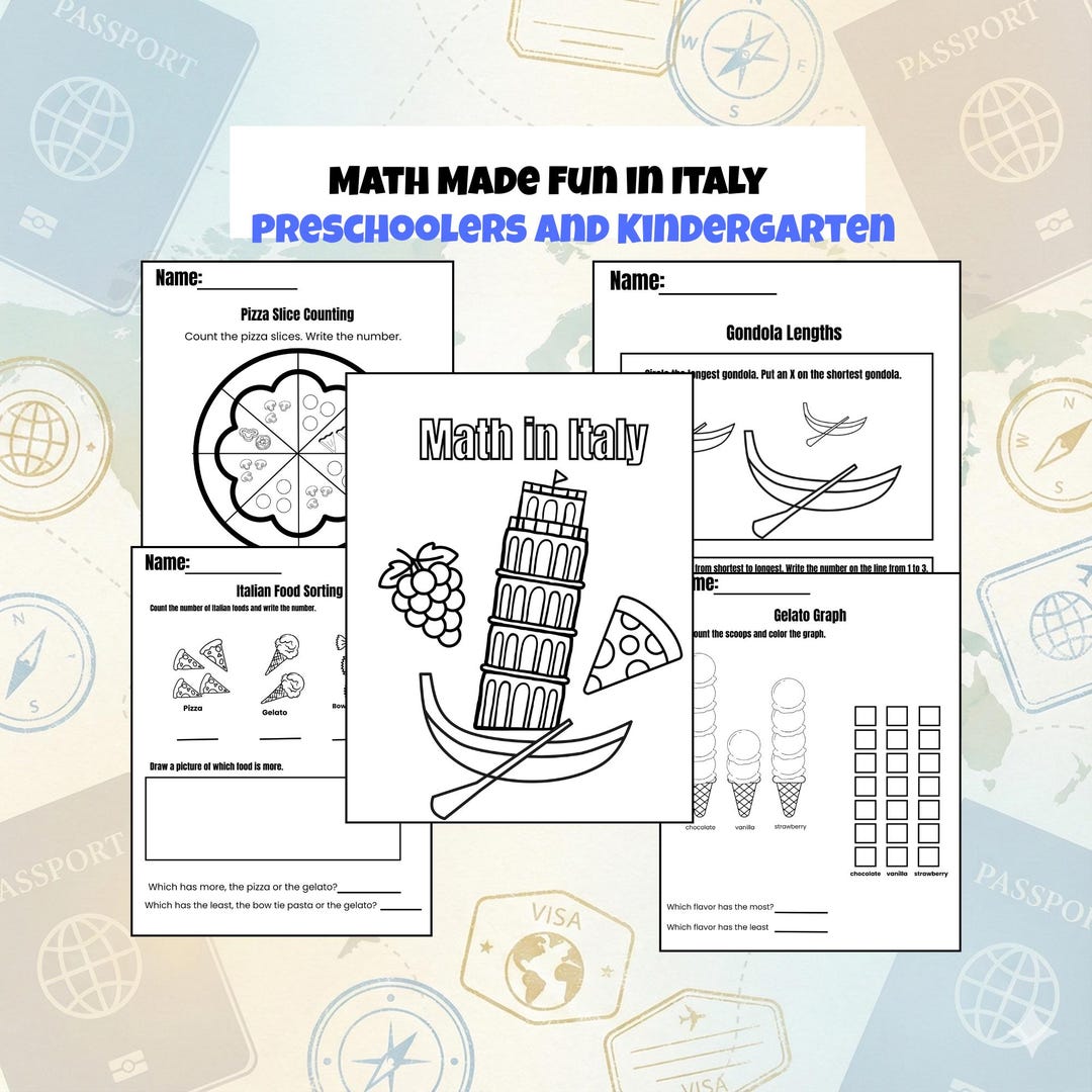Italy Math Mini Pack | Pizza Top Counting, Gelato Graph, Counting and ...