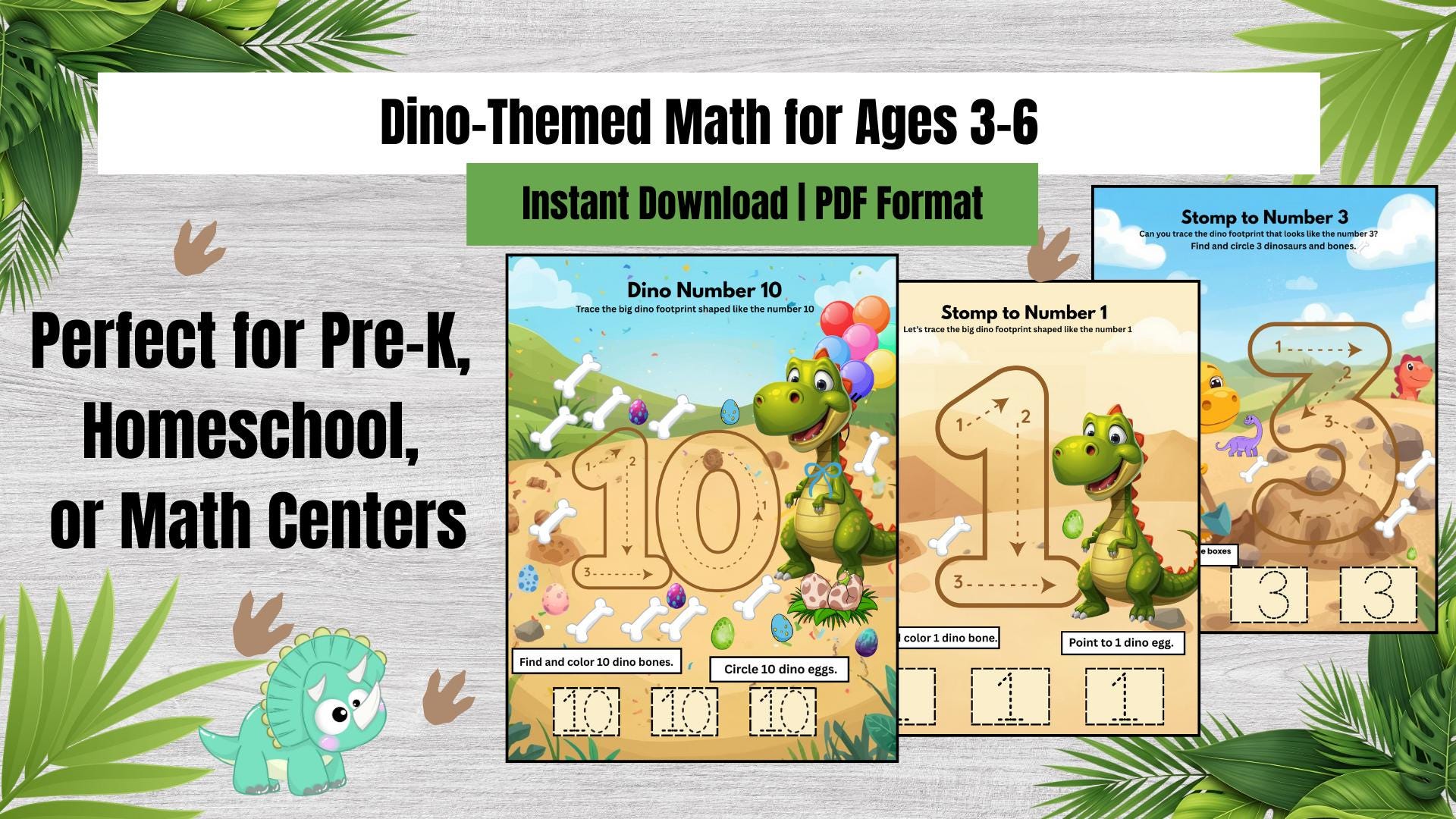 Dino Roar & Count Chant Mats | Printable Movement + Math for ...
