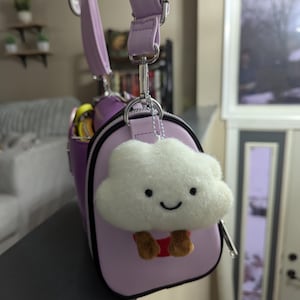 Mini Cloud Plush Keychain - fuzzy miniature happy cloud plushy keychains