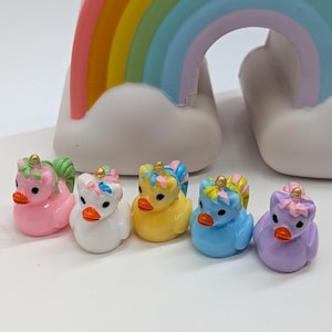 5 pc Unicorn Ducks - Resin Charms for Cruises, Duck Collections, Fairy Gardens, Ducking, Gifts + More!