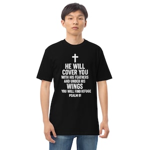 Premium zwaargewicht Psalm 91-T-shirt uniseks
