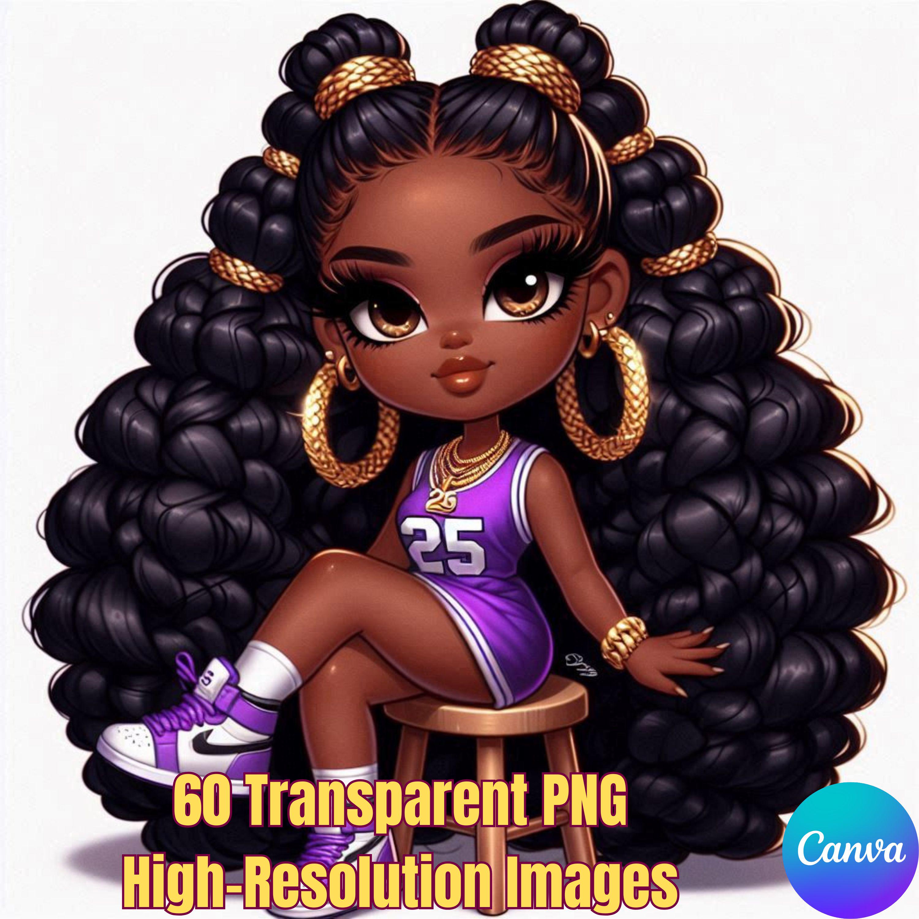 Chibi Black Girl Clipart Bundle – Cute Kawaii Melanin Magic PNGs for Crafts & Design
