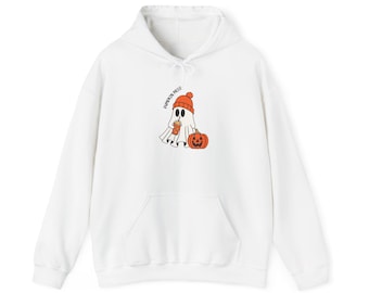 Sudadera con capucha de fantasma de Halloween, sudadera acogedora para otoño, ropa para pedir dulces, ropa casual unisex, moda para la temporada espeluznante