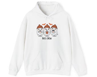 Sudadera con capucha unisex acogedora de Halloween Boo Crew para reuniones de otoño, celebraciones familiares, fiestas de Halloween, moda de otoño, regalo