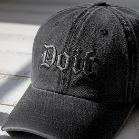 Do It Embroidered Dad Cap, Unisex Washed Black, Kpop Streetwear