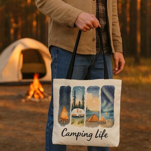 Camping Life Tote Bag - Ideal for Outdoor Enthusiasts, Gift for Campers, Adventure Tote, Eco-Friendly Bag, Summer Essentials
