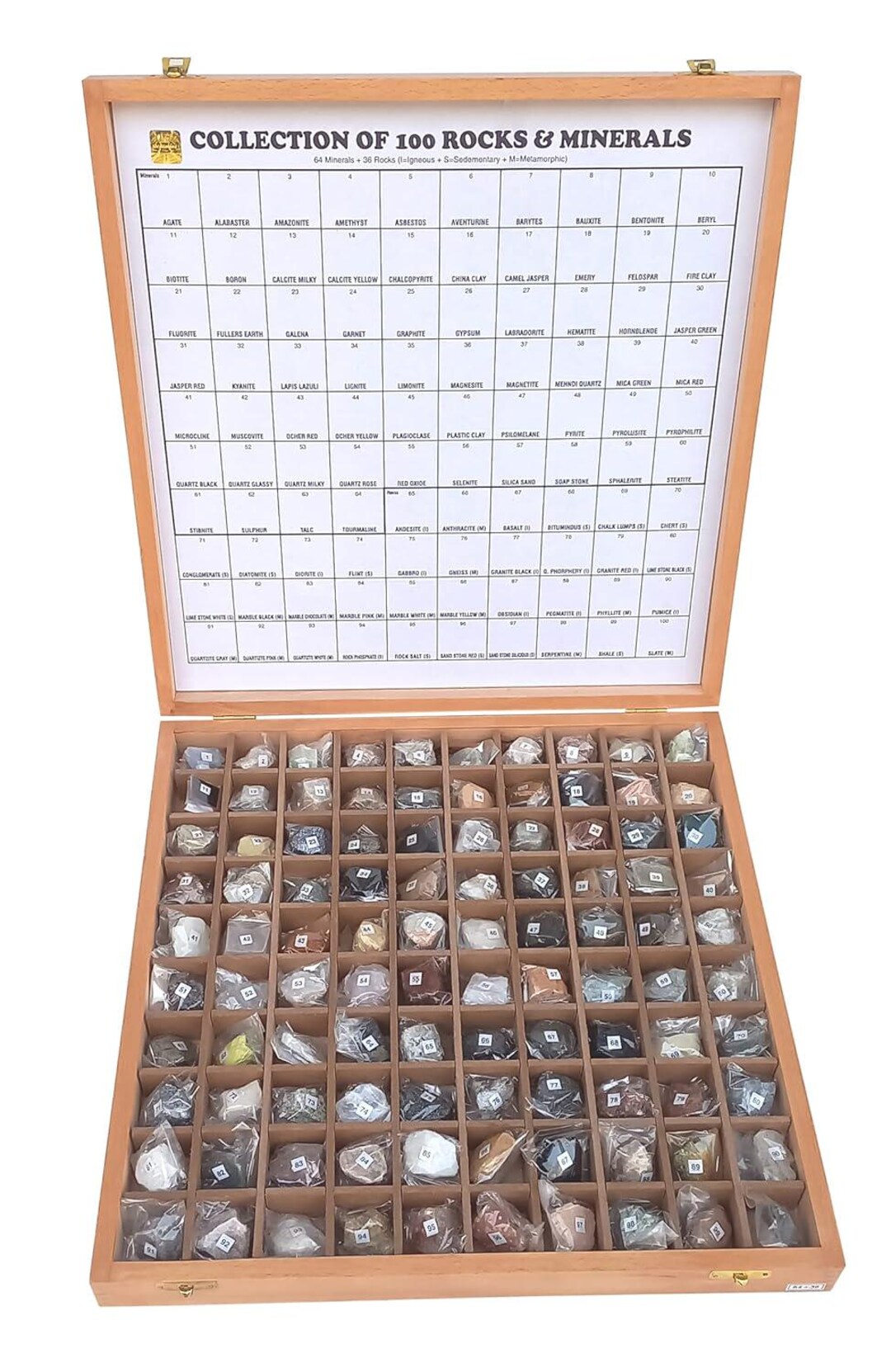 100 Rear Rocks and Minerals Collection Educational Geology Kit in