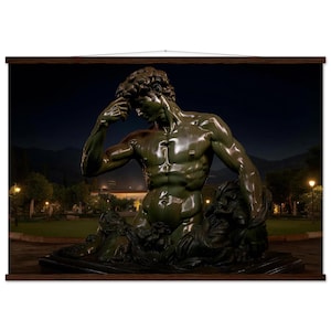 Póster David de Miguel Ángel con colgador - Estatua de bronce envejecido, arte duradero y versátil