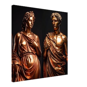 Roman Statues in Polished Copper Canvas Print – Art for Home Decor