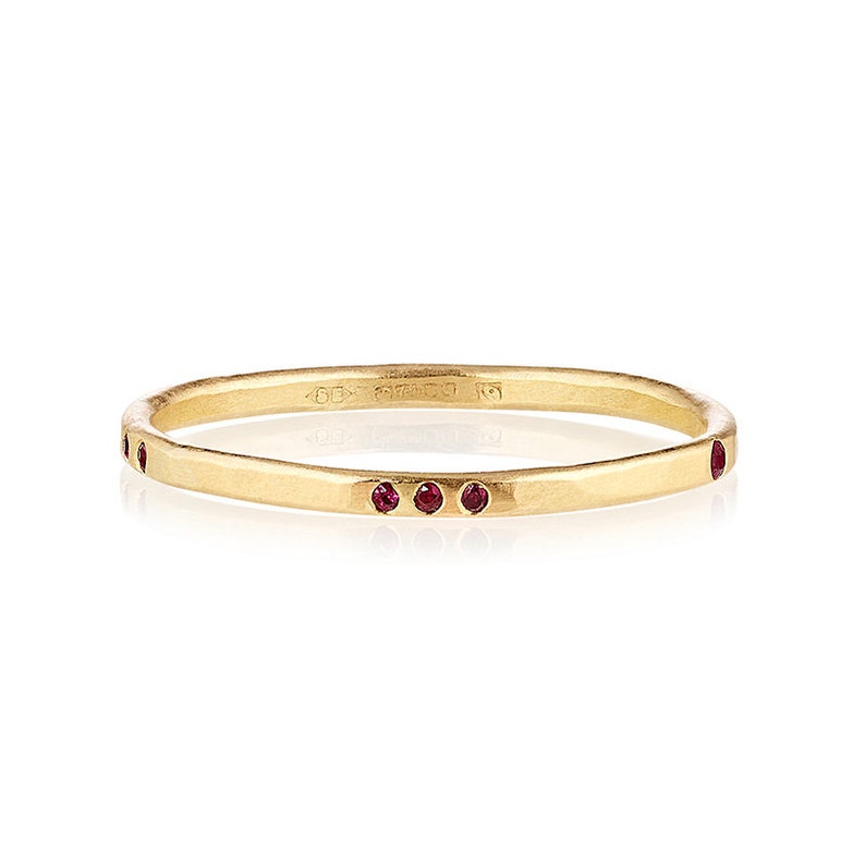 Women's Ethical Wedding Ring 18ct Fairtrade Gold Ruby Wedding Band image 1