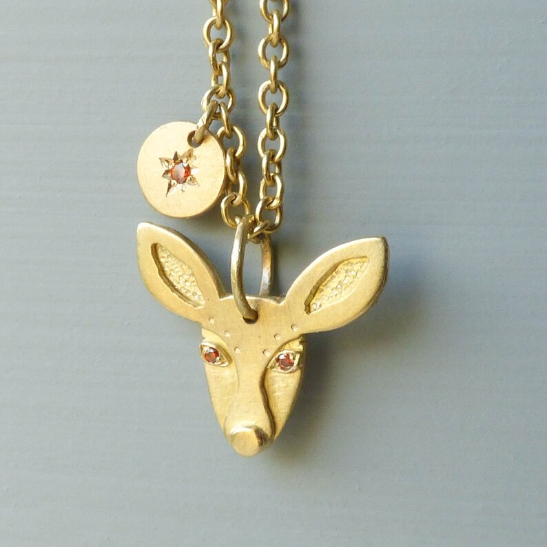 Deer Pendant 18k gold charm animal charm gold pendant Etsy