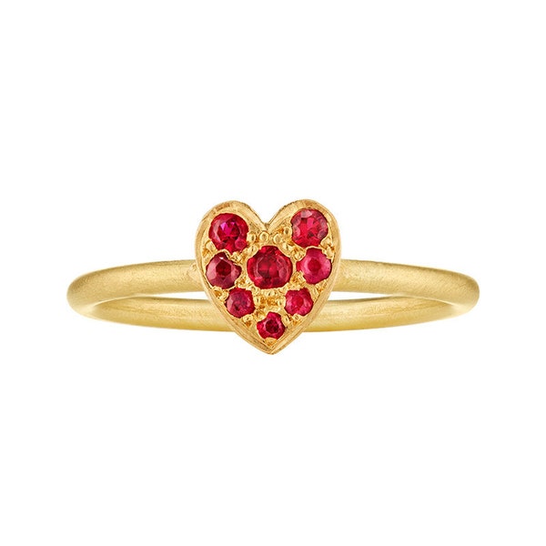 Ethical Gold Ring -  18ct Fairmined Gold Ruby Heart Ring