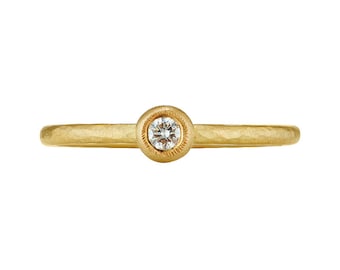 Ethical Engagement Ring - Dainty Diamond Solitaire Engagement Ring - 18ct Fairtrade Gold