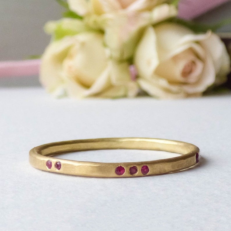 Women's Ethical Wedding Ring 18ct Fairtrade Gold Ruby Wedding Band image 3