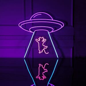 UFO Cat Neon Sign, Custom Neon Sign, UFO Led Light Sign, Animal Pet Party Home Bedroom Decor, Gift for Kids Neon Wall Art, Cat Lover Gift