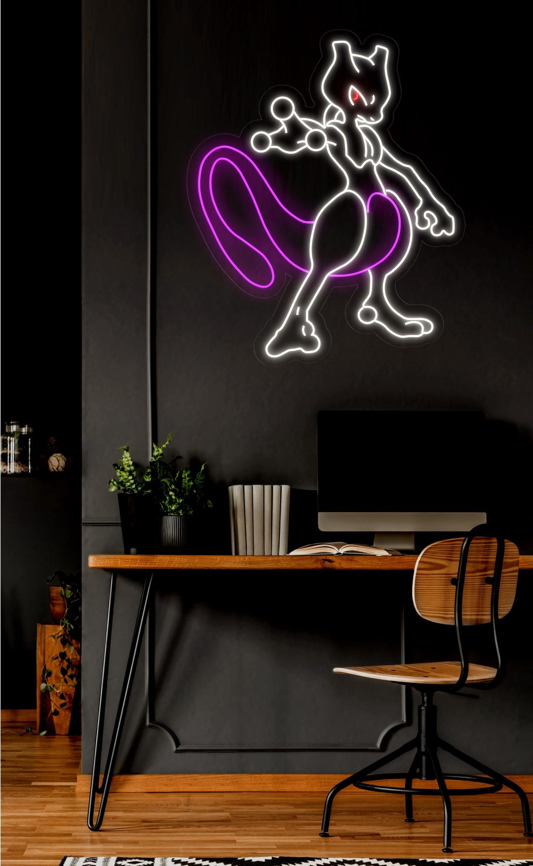 Mewtwo Neon Sign, Anime Neon Sign, Neon Wall Art, Home Neon Light, Neon