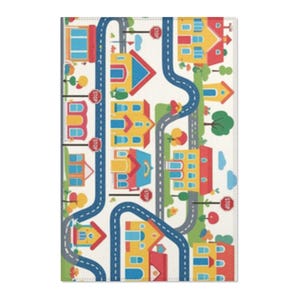 Colorful Kids' Area Rug, Playroom Decor, Learning Adventure, Soft Play Surface, Non-Slip Rug, Children's Room Accessories