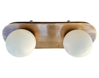 Modern Brass Wall Sconce Light with Frosted Glass Globes | Bathroom Vanity Light Fixture