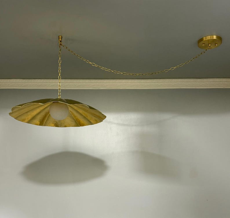 brass milk glass globe chain light