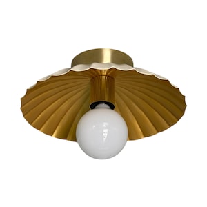 Elegant 12-Inch Cream And Gold Colour Flush Mount Light.