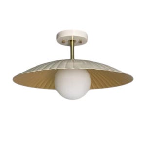 Handmade Brass Flush Mount Ceiling Light Cream Colour Lighting Modern Ceiling lights Low Profile Ceiling Lamp Minimalist Lighting