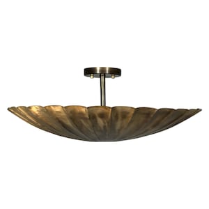 Flower Style Handmade Flush Mount Lighting - Pure Raw Brass Chandelier Light - Antique Brass Finish - Customised Home Decor Lamp.