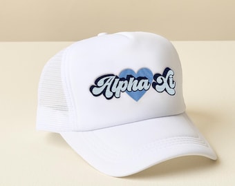 Alpha Xi Delta Sorority Trucker Hat: Embroidered Greek Letter Snapback