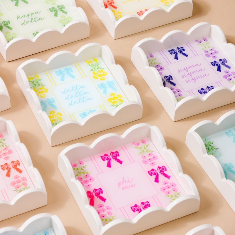 💖Free Personalization💖 Sorority Scallop Trinket Tray – Licensed Sorority Chapter Catch‑all Dish | 4″ Greek Jewelry Tray | Big Little Gift |