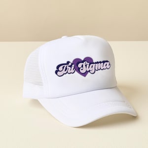 Sigma Sigma Sigma Sorority Embroidered Trucker Hat | Greek Letter Mesh Snapback | Adjustable Hat | Tailgate, Big Little & Bid Day Gift