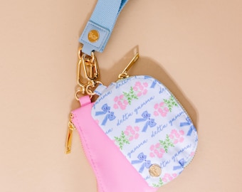 Delta Gamma Sorority Wristlet Wallet: Hands-Free Duo Pouch, Zippered