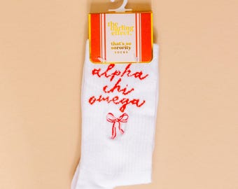 Alpha Chi Omega Embroidered Crew Socks