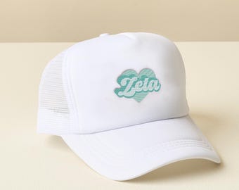 Zeta Tau Alpha Trucker Hat: Embroidered Sorority Greek Letter Snapback