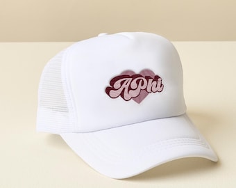 Alpha Phi Embroidered Trucker Hat | Sorority Greek Letter Snapback