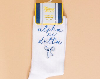 Alpha Xi Delta Embroidered Crew Socks