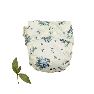 Roses in Blue&#39;m - Cloth Club Reusable Nappy / Diaper AI2