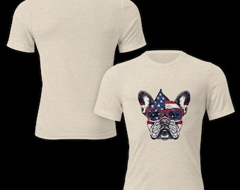Camiseta patriótica de bulldog francés – Divertida camiseta del 4 de julio con bulldog francés – Regalo para amantes de los perros de EE. UU. – Camiseta con bandera estadounidense para perro – Regalo para mamá bulldog francés