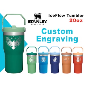 Gobelet en acier inoxydable Stanley IceFlow, 20 oz | Bouteille personnalisée avec paille en acier inoxydable | Gobelet gravé au laser, cadeau de fête des mères