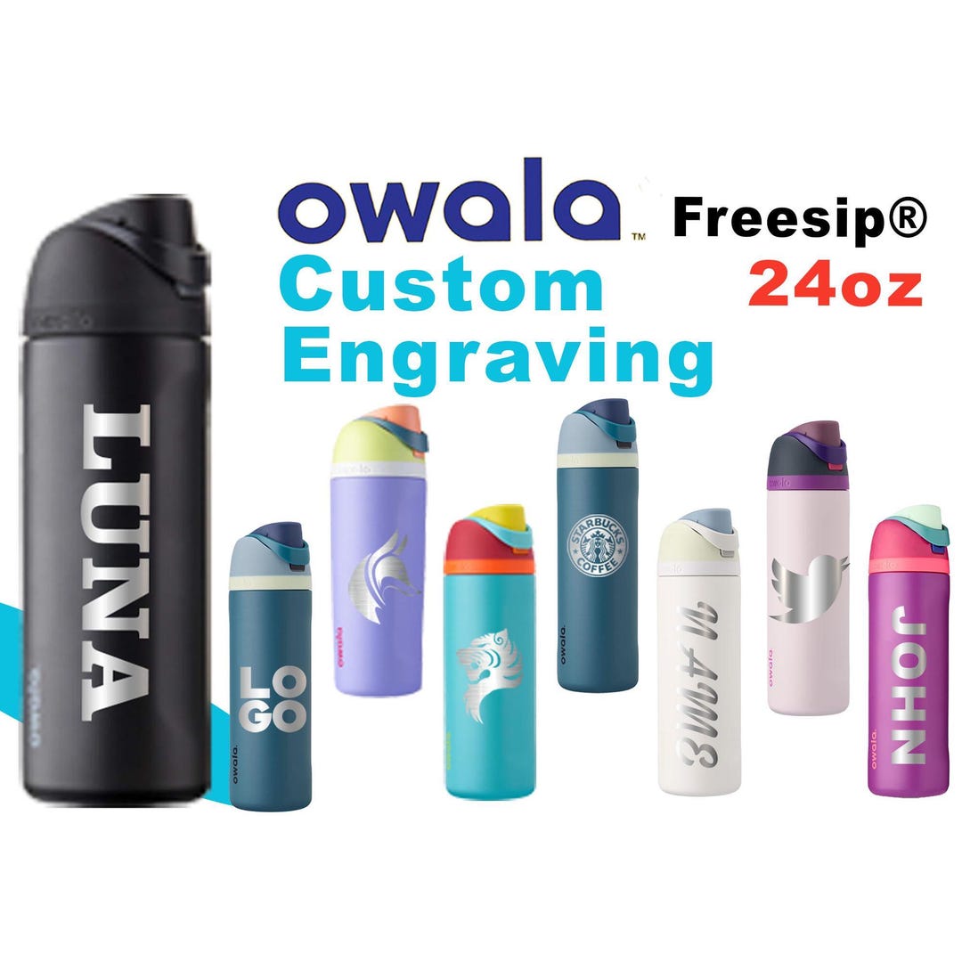 24オンス Owala FreeSip 断熱ウォーターボトル | レーザー刻印ボトル