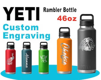 46oz YETI Rambler Water Bottles | Personalized Vacuum Insulated Bottle | Laser Engraved Stainless Steel Bottle with Chug Cap| Valentine Day.