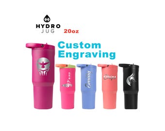 Personalized 20oz Hydro Jug Sport Tumbler | Laser Engraved Stainless Steel Tumbler | Leakproof Tumbler with Rubber Base, Zengraved