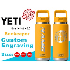YETI Beekeeper Rambler Flasche 2.0: Lasergravierte Edelstahlflasche, personalisierter Yeti, benutzerdefinierte Namensflasche, benutzerdefinierte Textflasche, Vatergeschenk