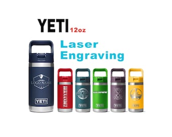 12oz YETI Rambler 2.0 Water Bottles | Personalized Stainless Steel with Color-Matching Straw Cap | Laser Engraved Bottle, Birthday Gift